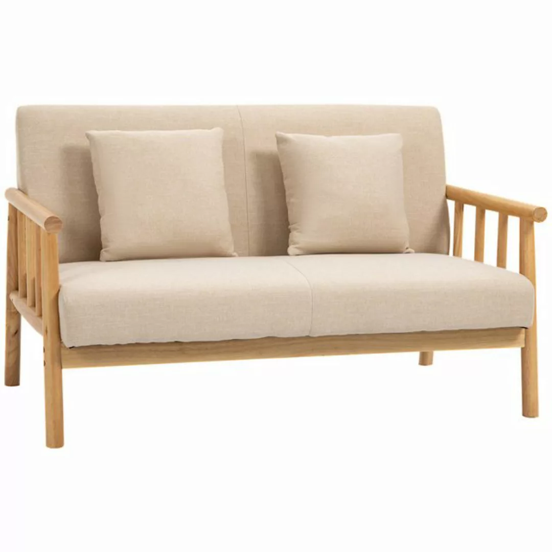 HOMCOM 2-Sitzer Couch mit 2 Lendenkissen, Gepolsterter Polstersofa, Sofa 1 günstig online kaufen