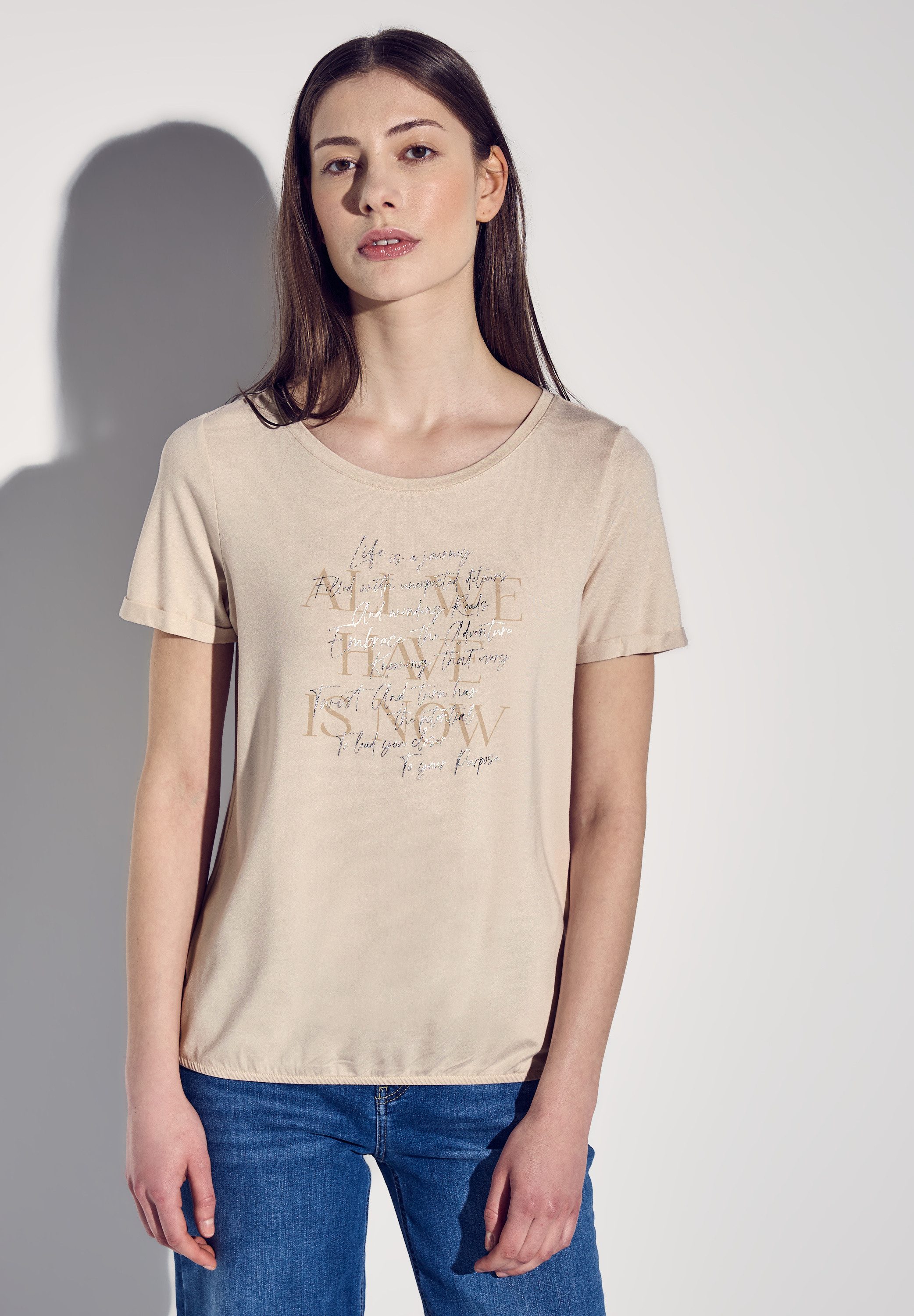 STREET ONE Rundhalsshirt, mit Elastiksaum günstig online kaufen