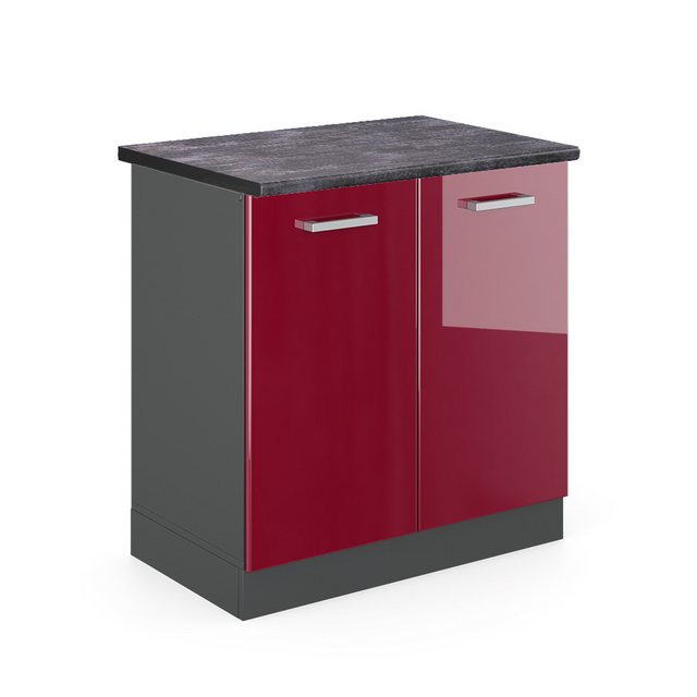 Vicco Spülenunterschrank R-Line, Bordeaux Hochglanz/Anthrazit, 80 cm, AP An günstig online kaufen