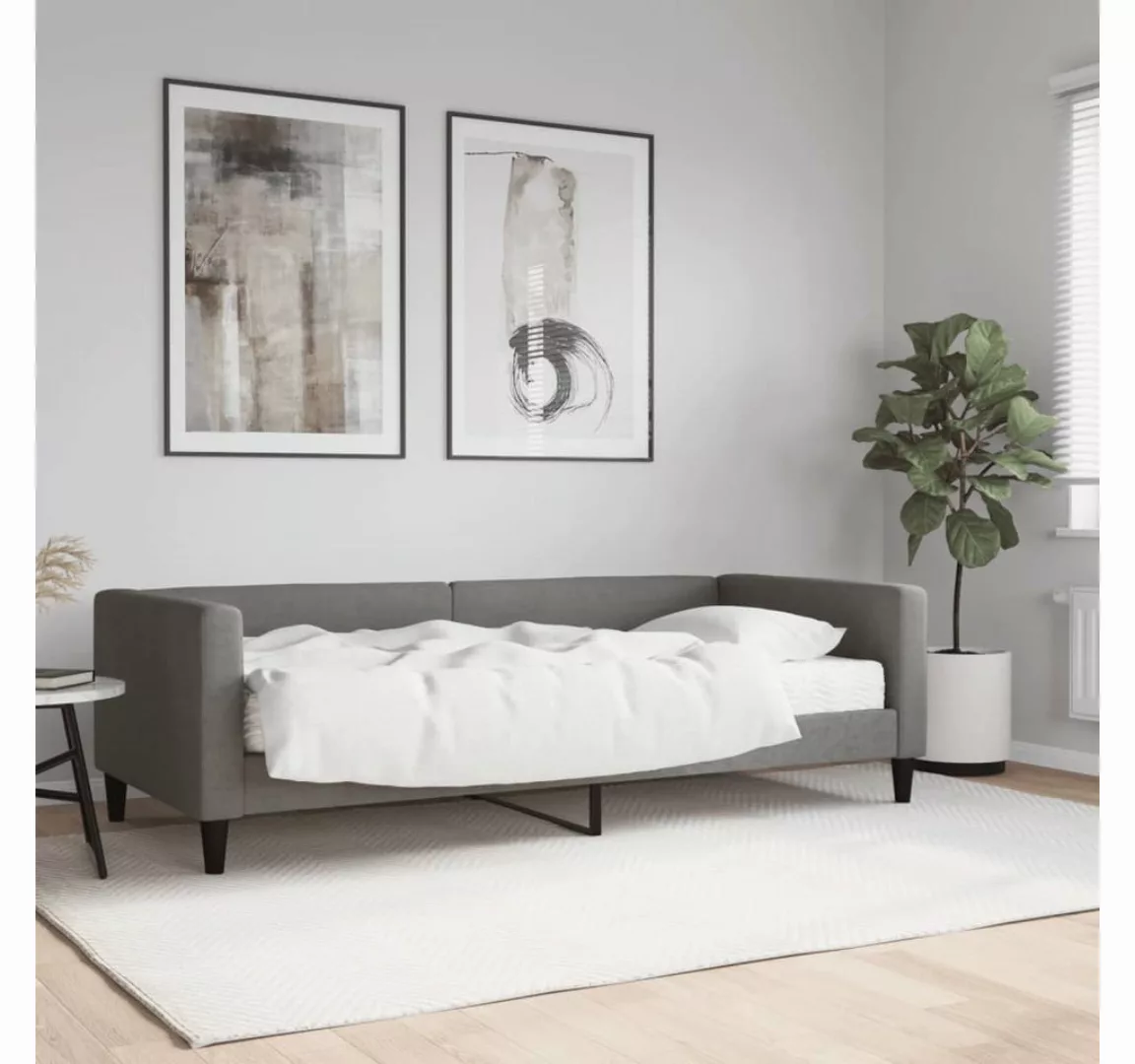 vidaXL Gästebett Gästebett Tagesbett mit Matratze Dunkelgrau 90x200 cm Stof günstig online kaufen