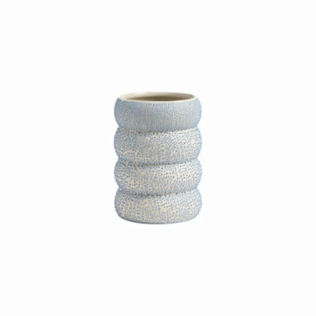 Vase Flab keramik blau / Ø 10 x H 14 cm - Steinzeug - & klevering - Blau günstig online kaufen