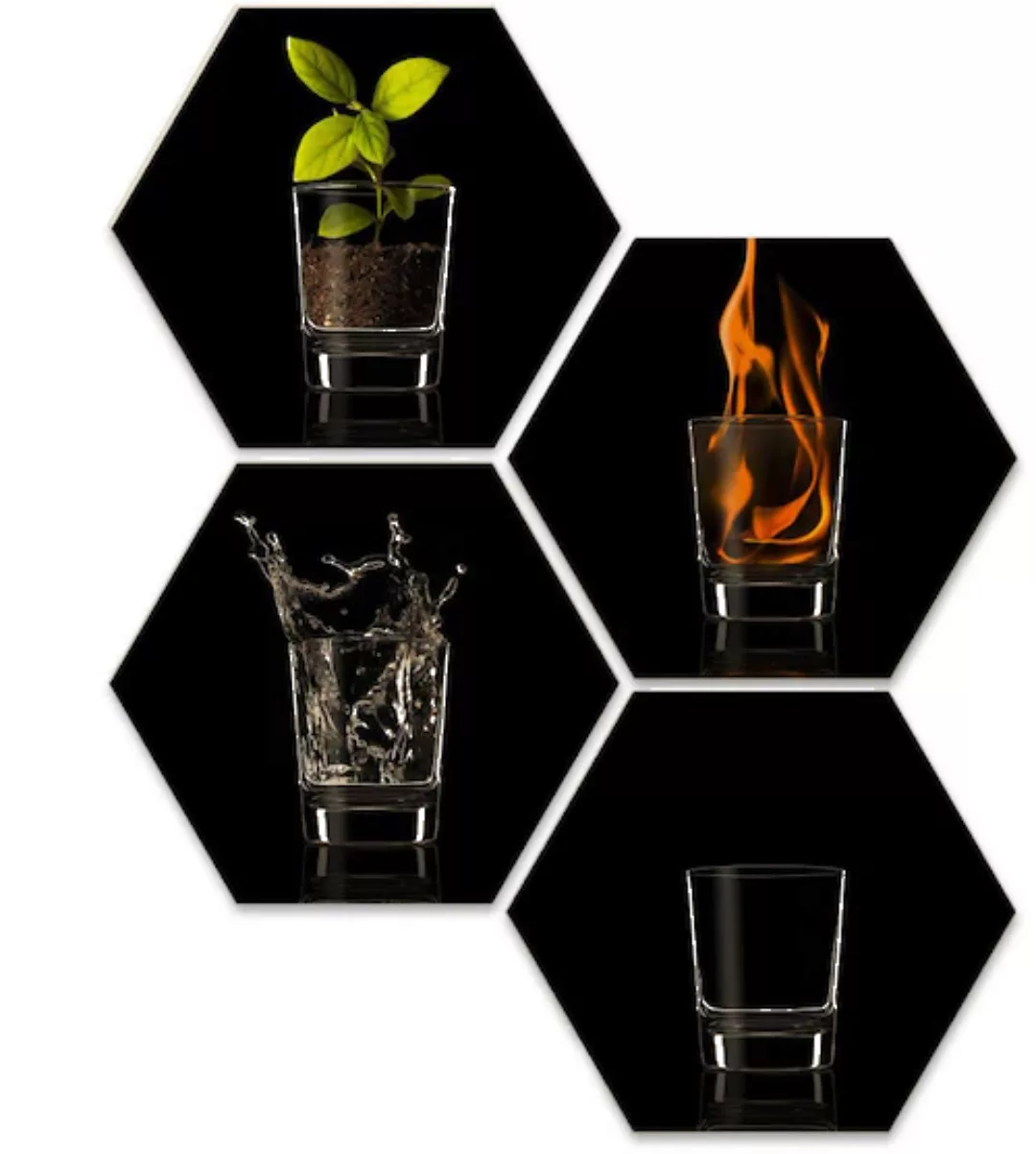 Wall-Art Mehrteilige Bilder »The Four Elements Vier Elemente«, Blumen, (Set günstig online kaufen