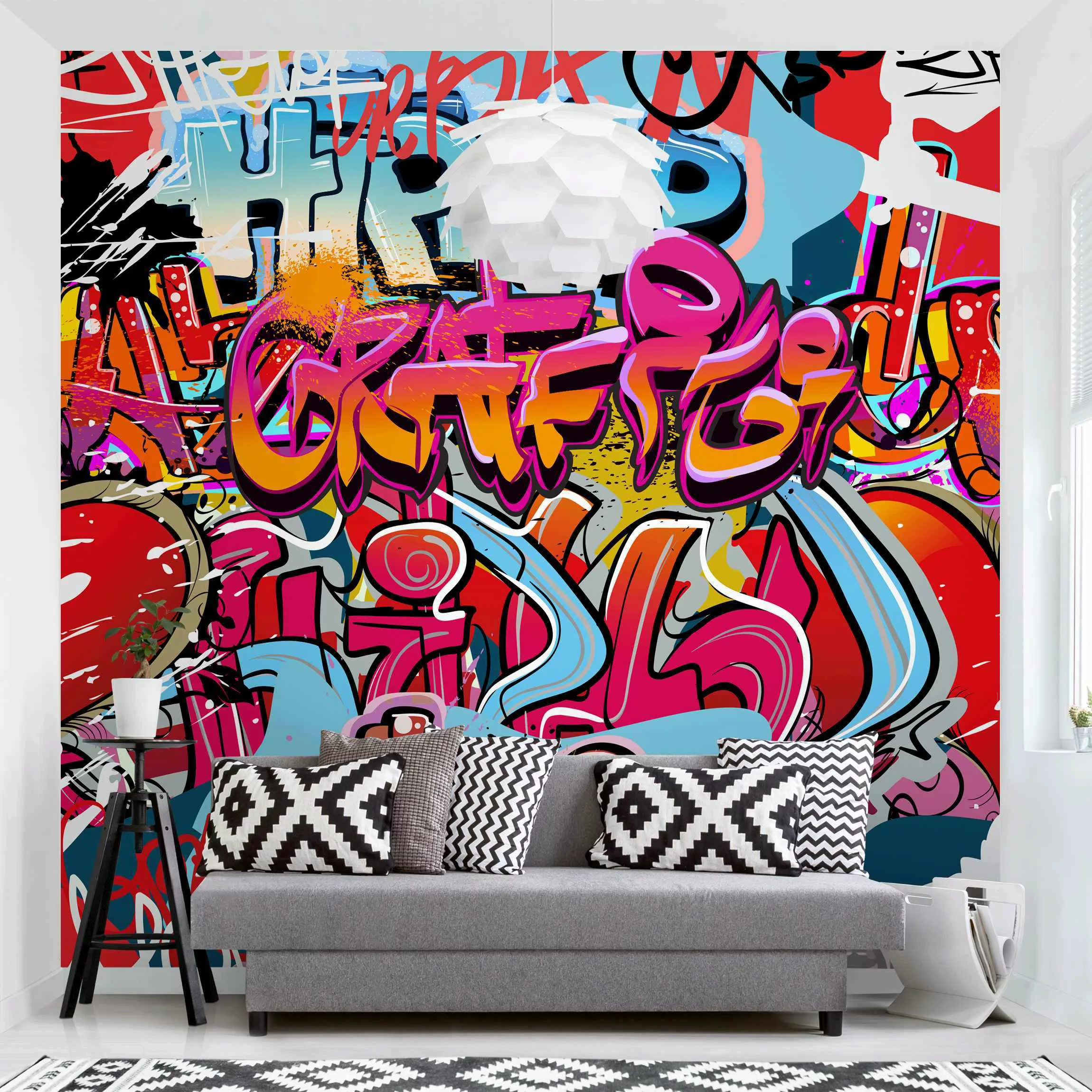 Bilderwelten Kindertapete HipHop Graffiti bunt Gr. 192 x 192 günstig online kaufen