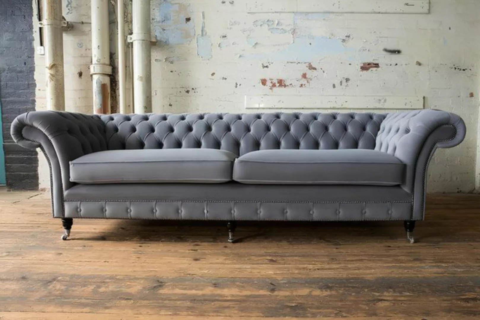 Xlmoebel Sofa Großes Sofa für 4 Personen Chesterfield gepolsterte Sitzgrupp günstig online kaufen