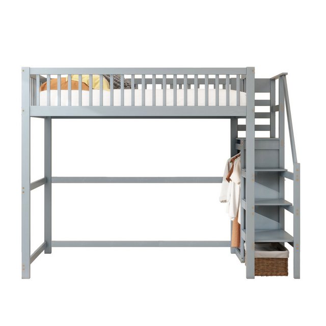 Gotagee Kinderbett Hochbett 90x200cm mit Treppe Holzbett Jugendbett Einzelb günstig online kaufen