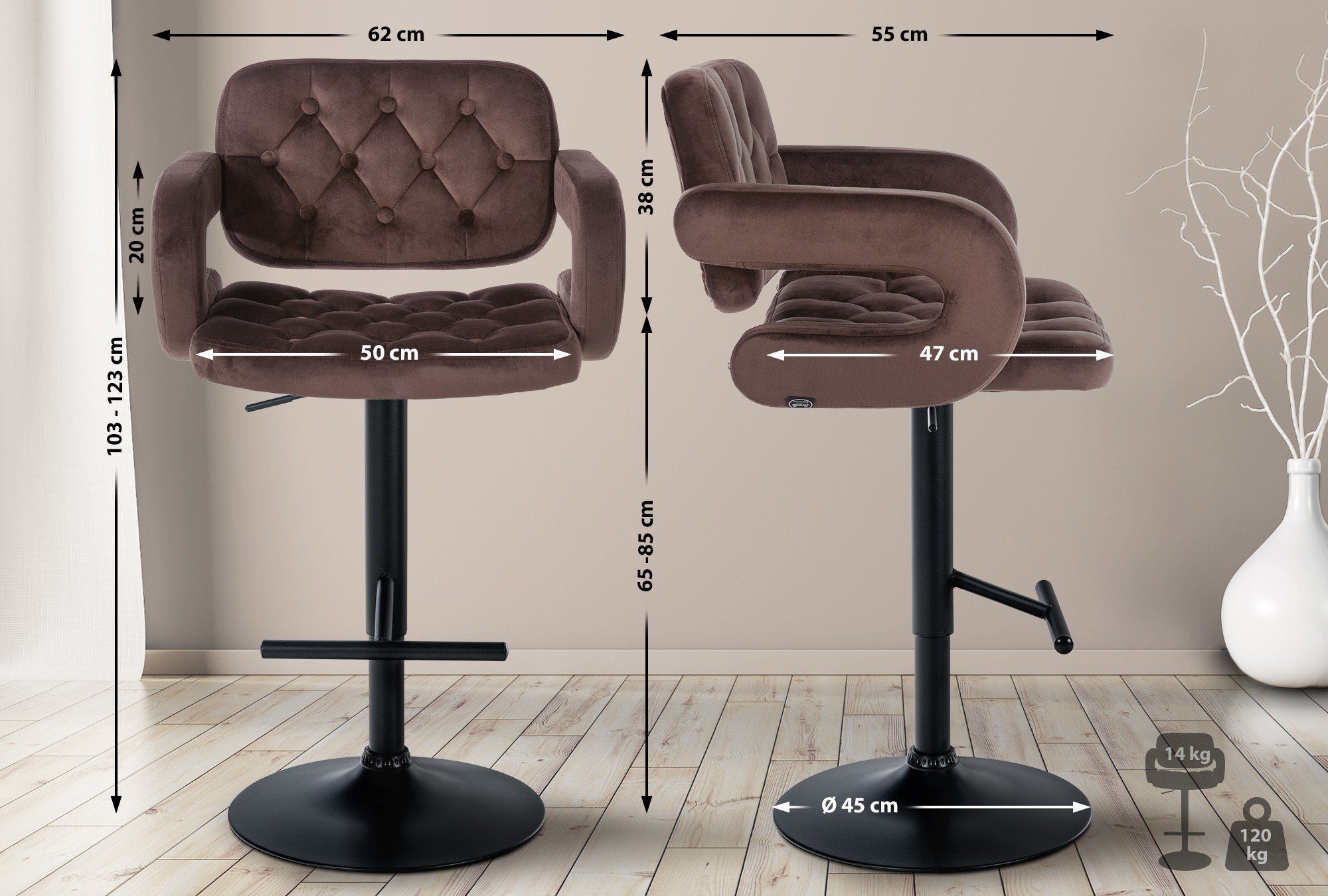 CLP Barhocker Dublin Samt, drehbar und günstig online kaufen