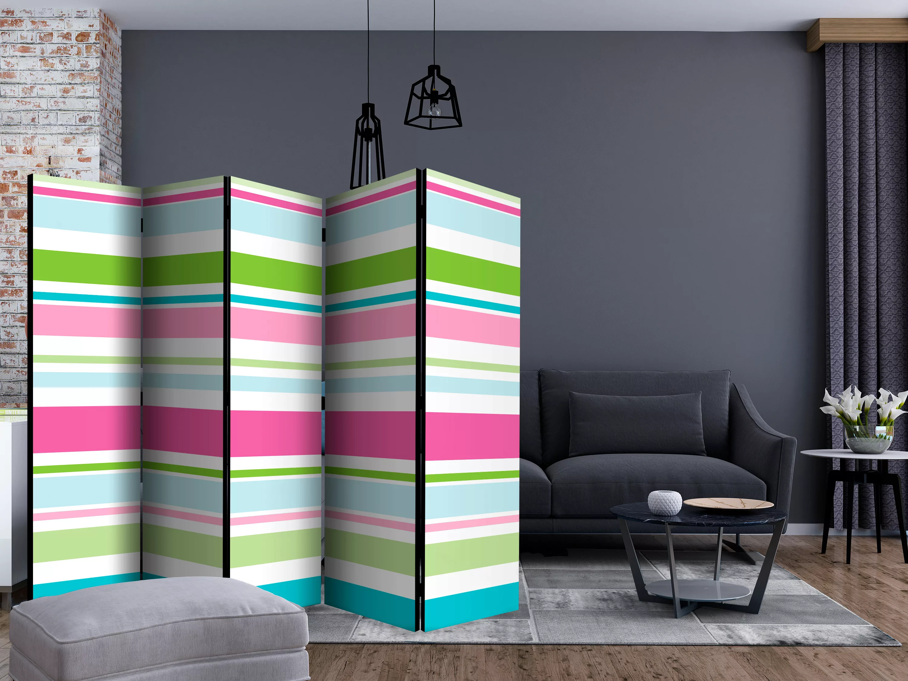 5-teiliges Paravent - Bright Stripes Ii [room Dividers] günstig online kaufen