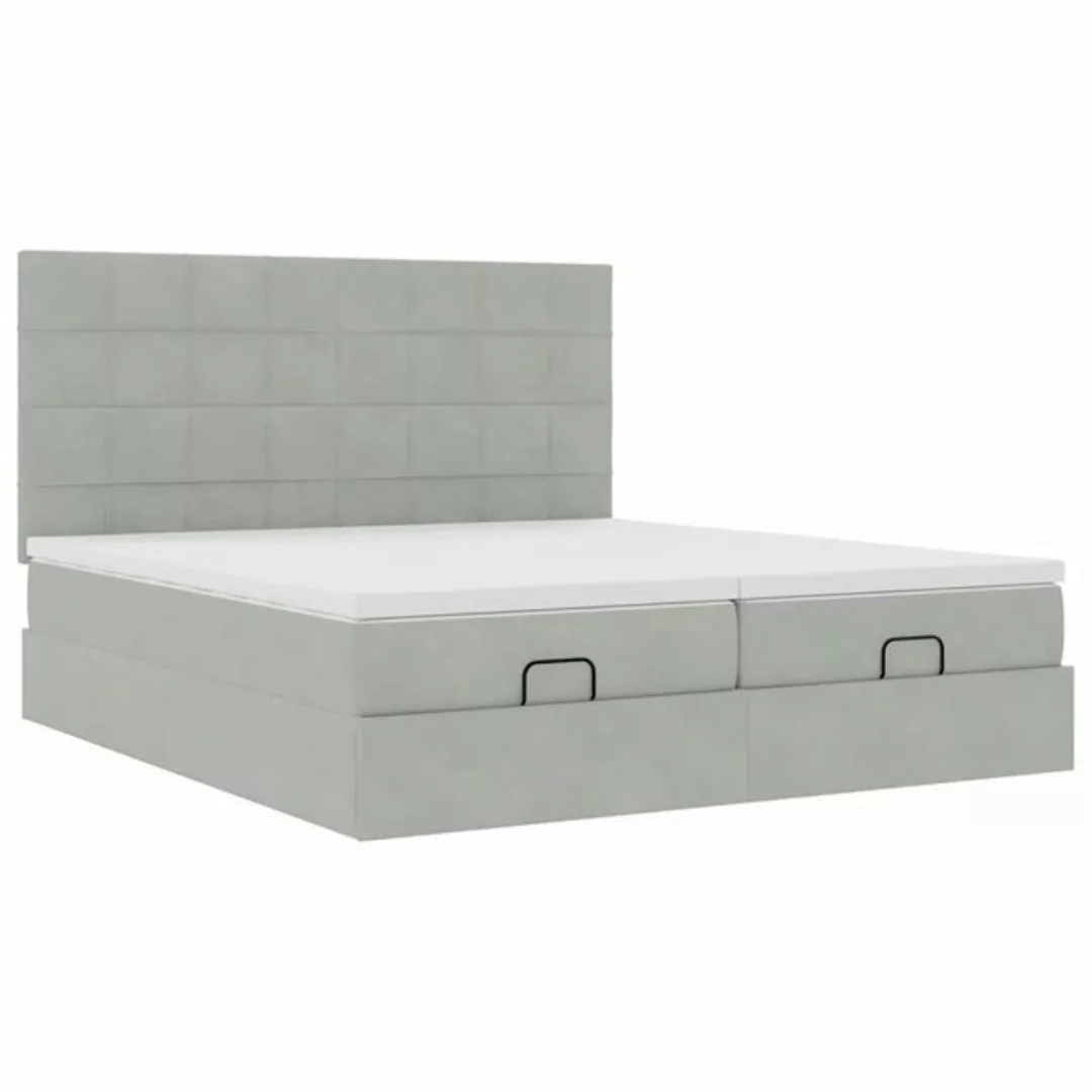 vidaXL Bett, Ottoman-Bett mit Matratzen Hellgrau 200x200 cm Samt günstig online kaufen