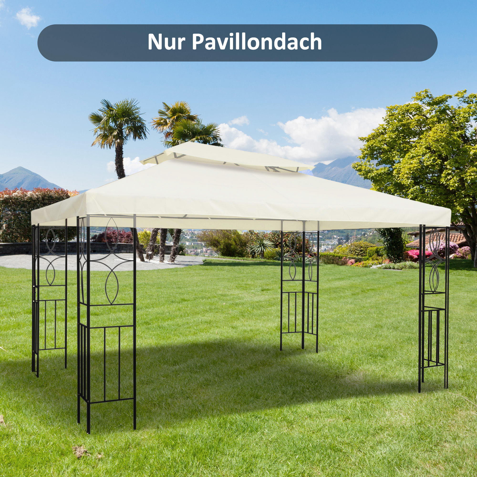 Outsunny Ersatzdach für Metallpavillon 4x3m mit Leckageöffnung, cremeweißes günstig online kaufen