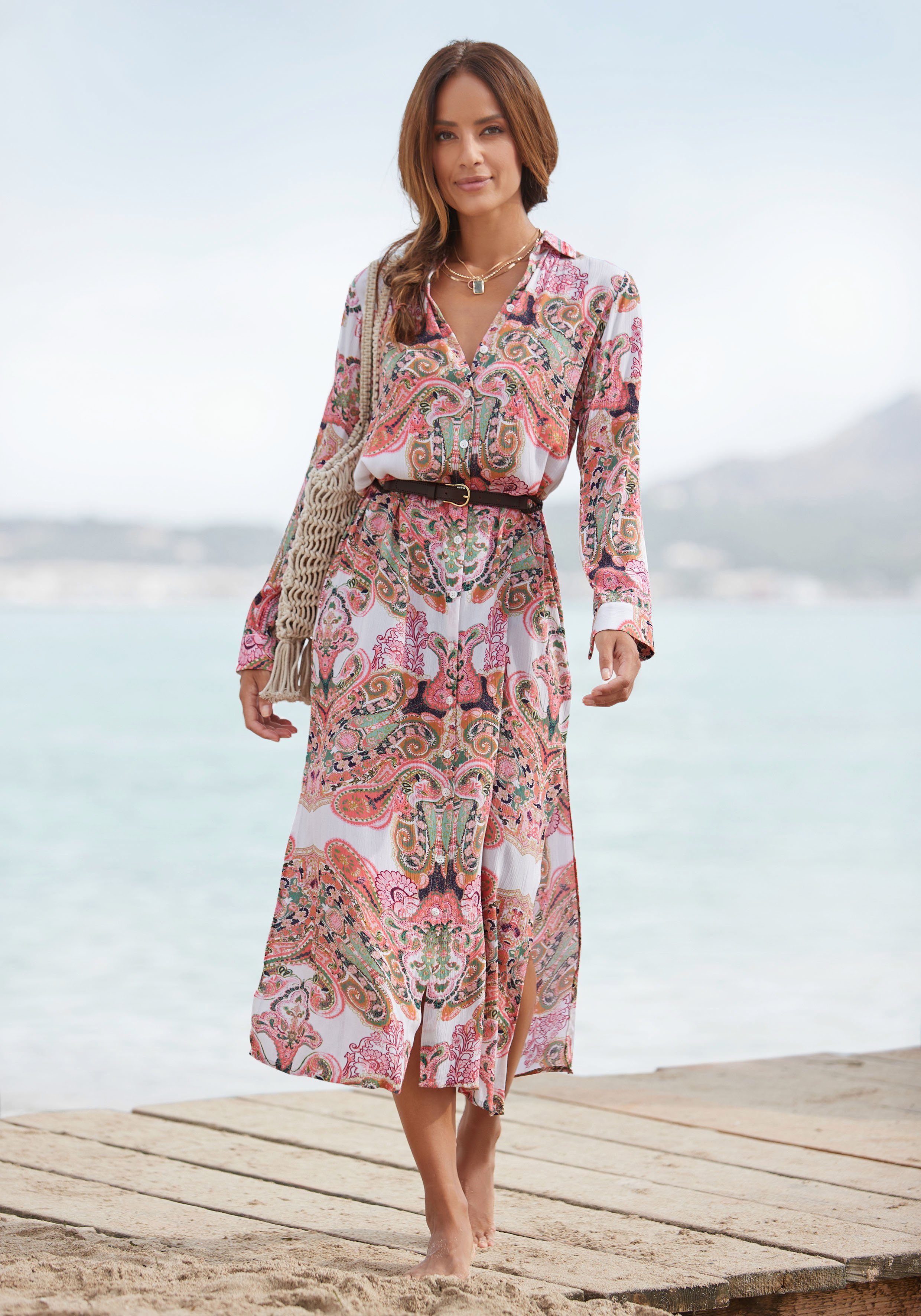 LASCANA Hemdblusenkleid Cover-Up Cover-Up, gekreppte Viskose, günstig online kaufen