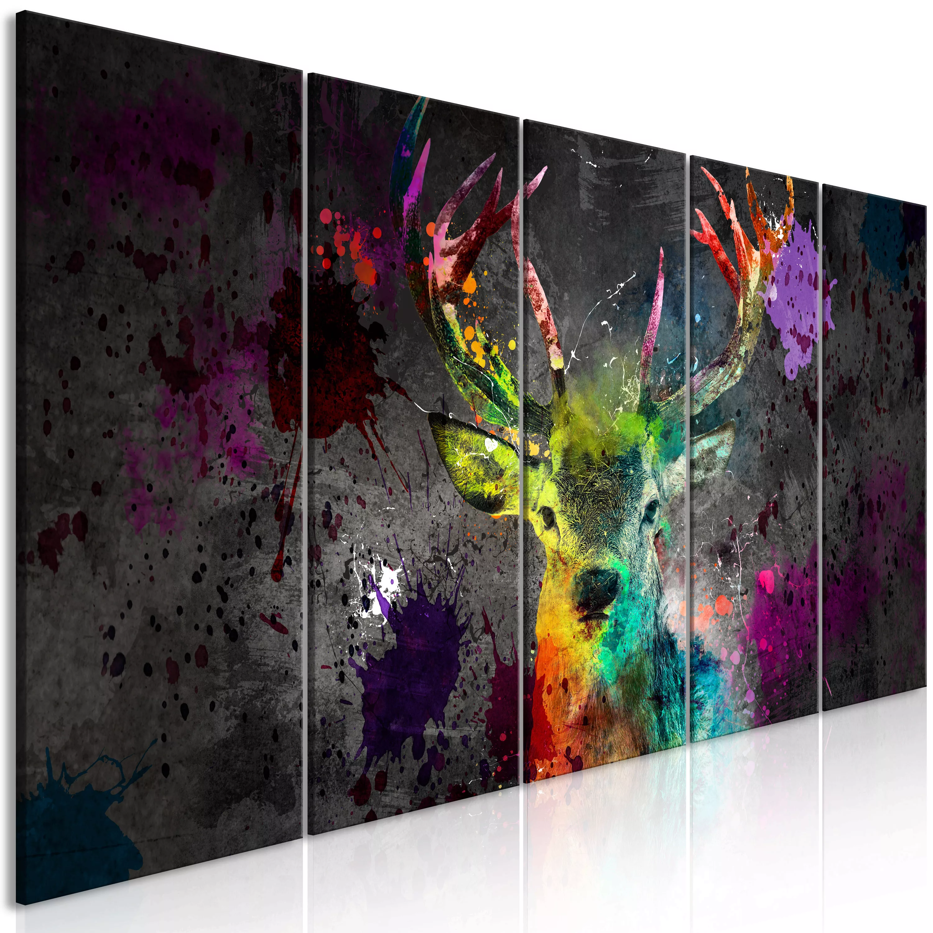 Wandbild - Rainbow Deer (5 Parts) Narrow günstig online kaufen