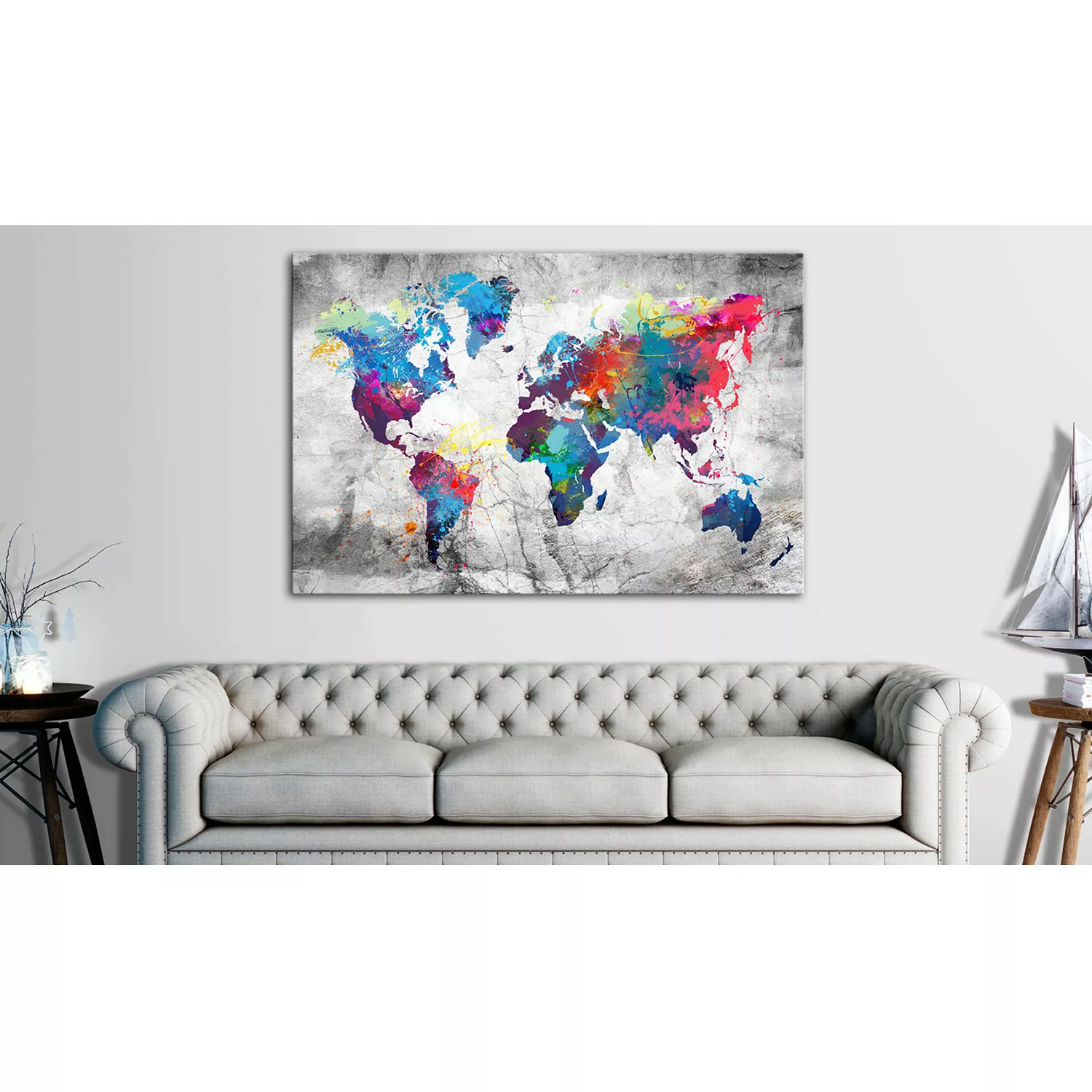 home24 Korkbild World Map Grey Style günstig online kaufen