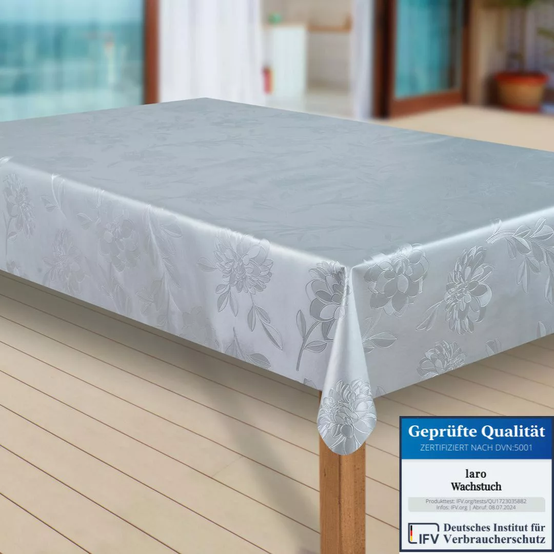laro Tischdecke Wachstuch-Tischdecken Abwaschbar Dhalia Silber günstig online kaufen