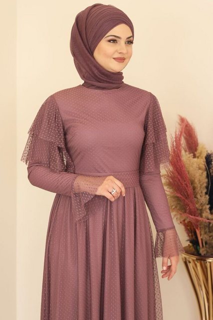 Modavitrini Tüllkleid Abendkleid aus gepunktetem Tüll Hijab Kleid Abiye Aba günstig online kaufen