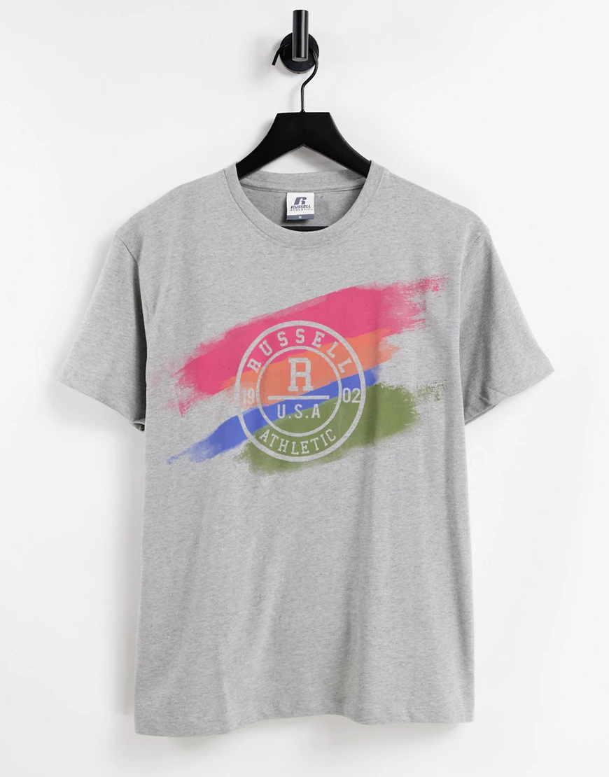 Russell Athletic – Shaded – T-Shirt in Grau mit Rundhalsausschnitt günstig online kaufen