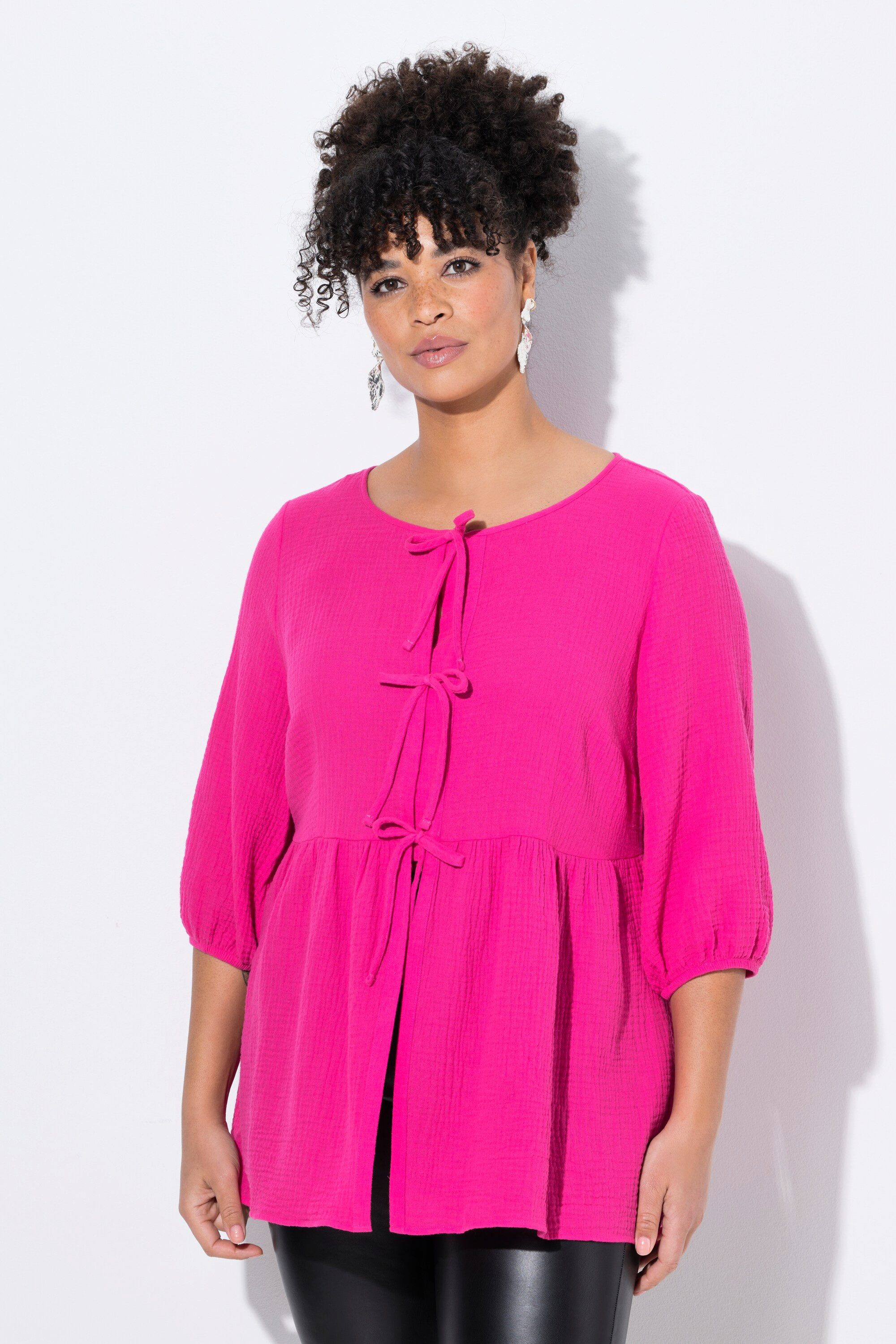 MIAMODA Longbluse Bluse A-Linie Musselin Bindebänder günstig online kaufen