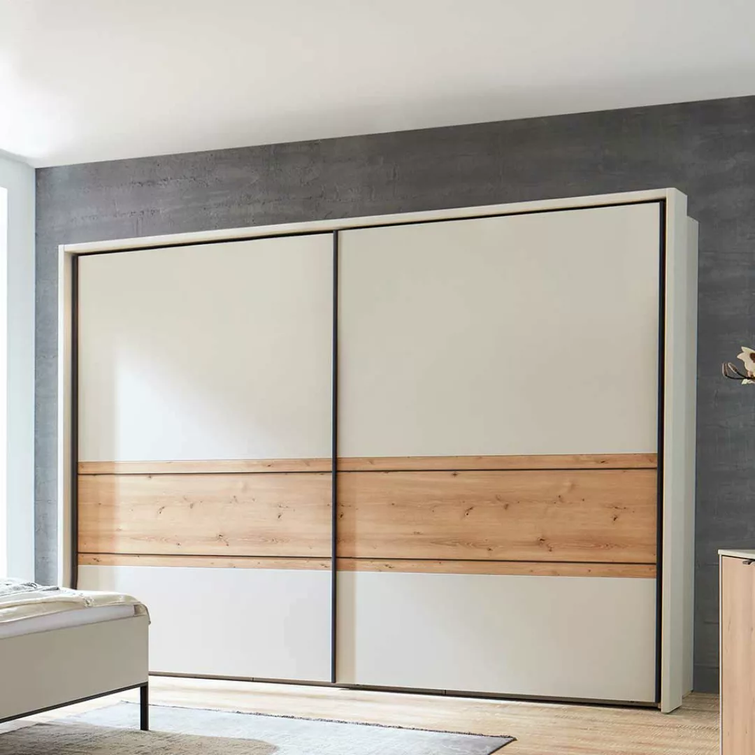 Modernes Komplettschlafzimmer Made in Germany Eiche Bianco und Beige (viert günstig online kaufen