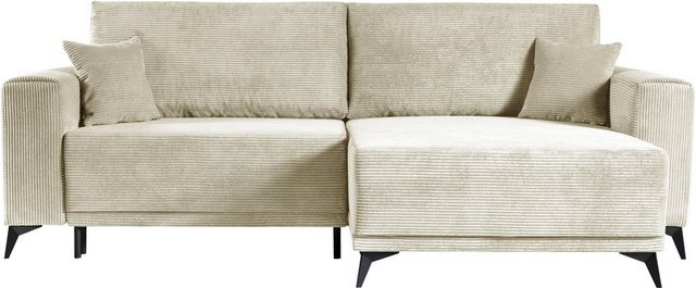 WERK2 Ecksofa Scandic L-Form, Moderne Eckcouch in Cord, Sofa mit Schlaffunk günstig online kaufen