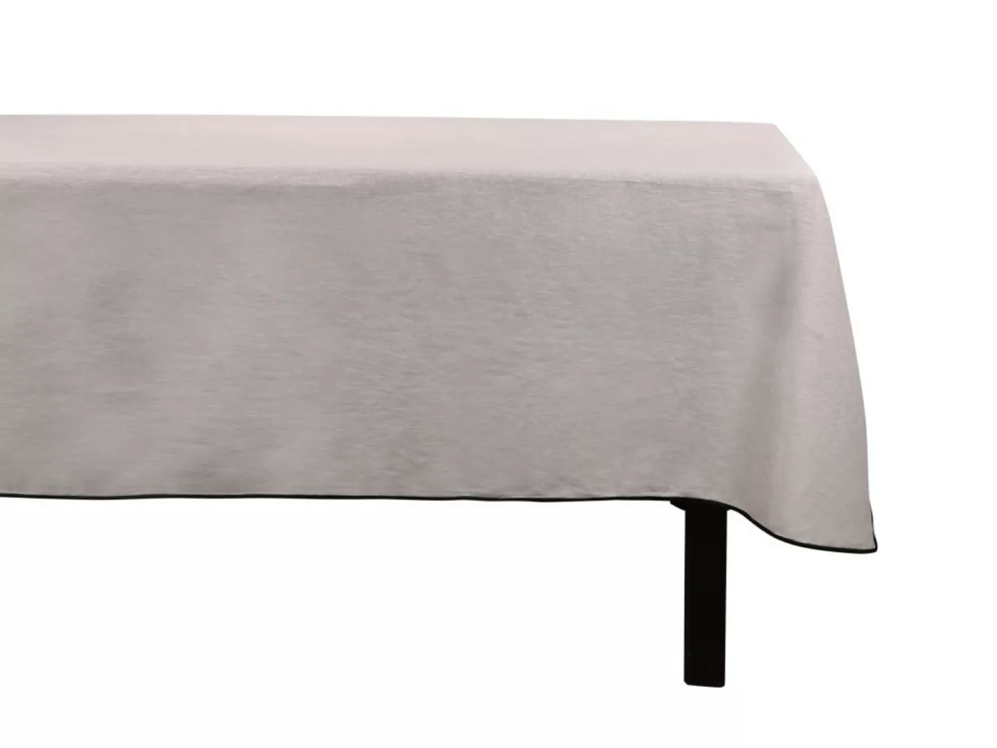 Tischdecke aus Baumwolle & Leinen mit schwarzem Rand - 170 x 300 cm - Taupe günstig online kaufen