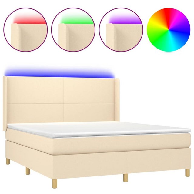 vidaXL Boxspringbett, Boxspringbett mit Matratze & LED Creme 160x200 cm Sto günstig online kaufen