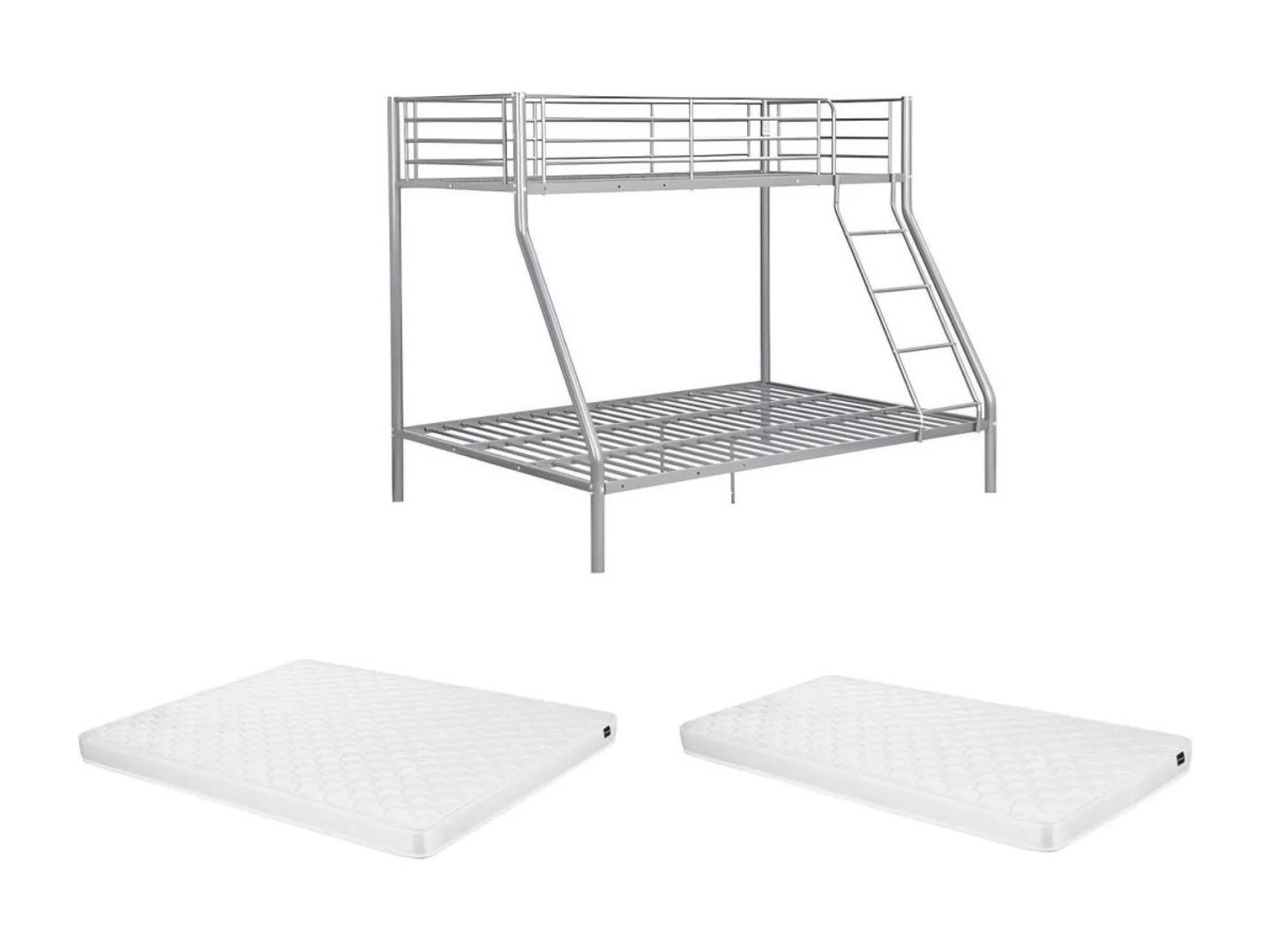 Etagenbett - 90 & 140 x 190 cm - Stahl - Silber + Matratze - ELEVATIO IV günstig online kaufen