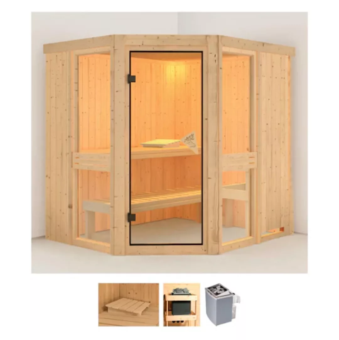 Karibu Sauna »Aline 1«, (Set), 9-kW-Ofen mit integrierter Steuerung günstig online kaufen