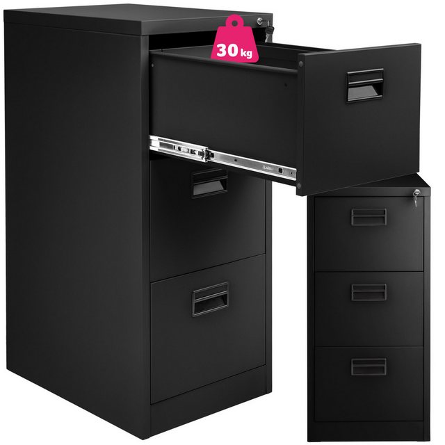 tectake Aktenschrank Aktenschrank mit 3 Schubladen 62,4x46x102,8cm (Set mit günstig online kaufen