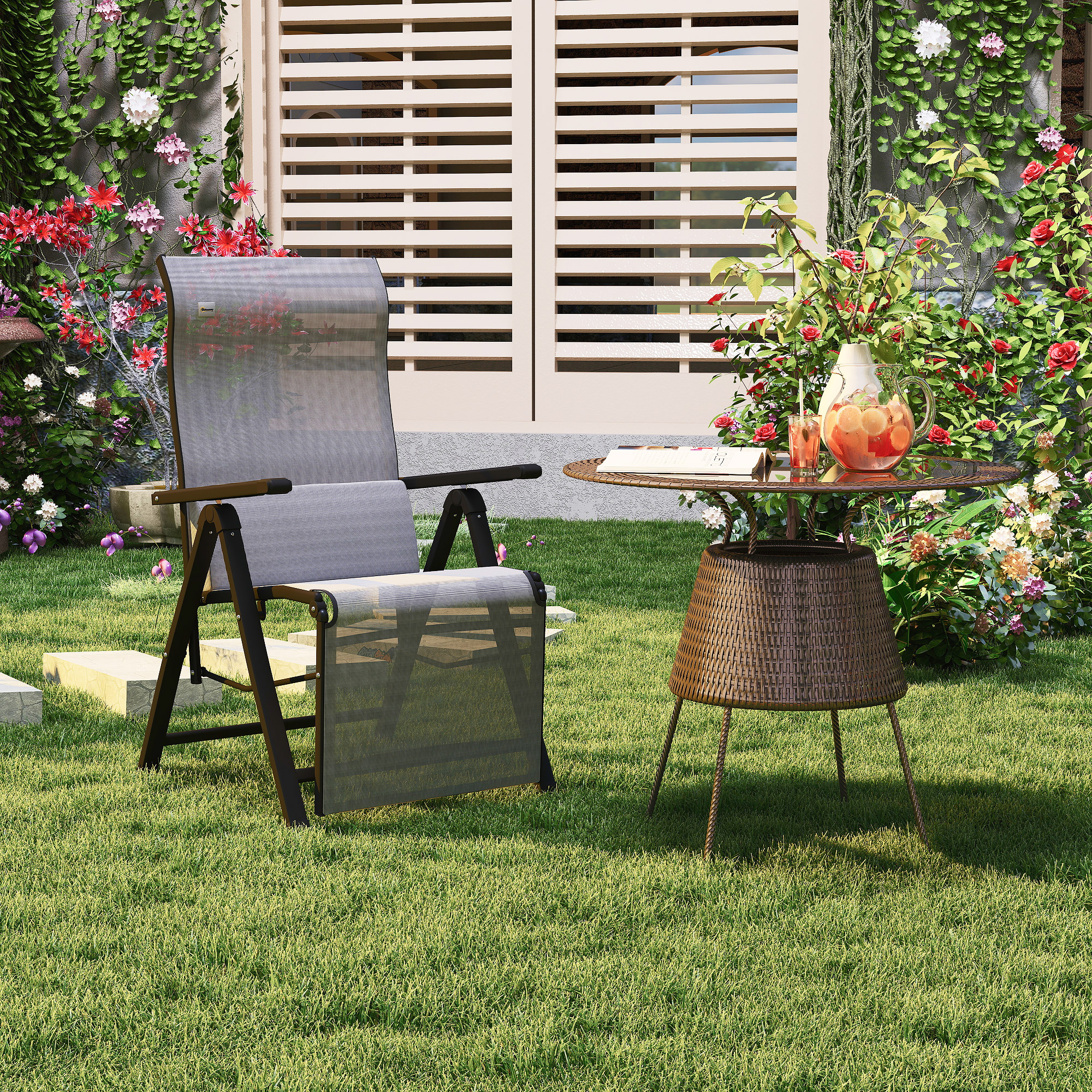 Outsunny Gartenliege Sonnenliege 1 Position verstellbar, günstig online kaufen