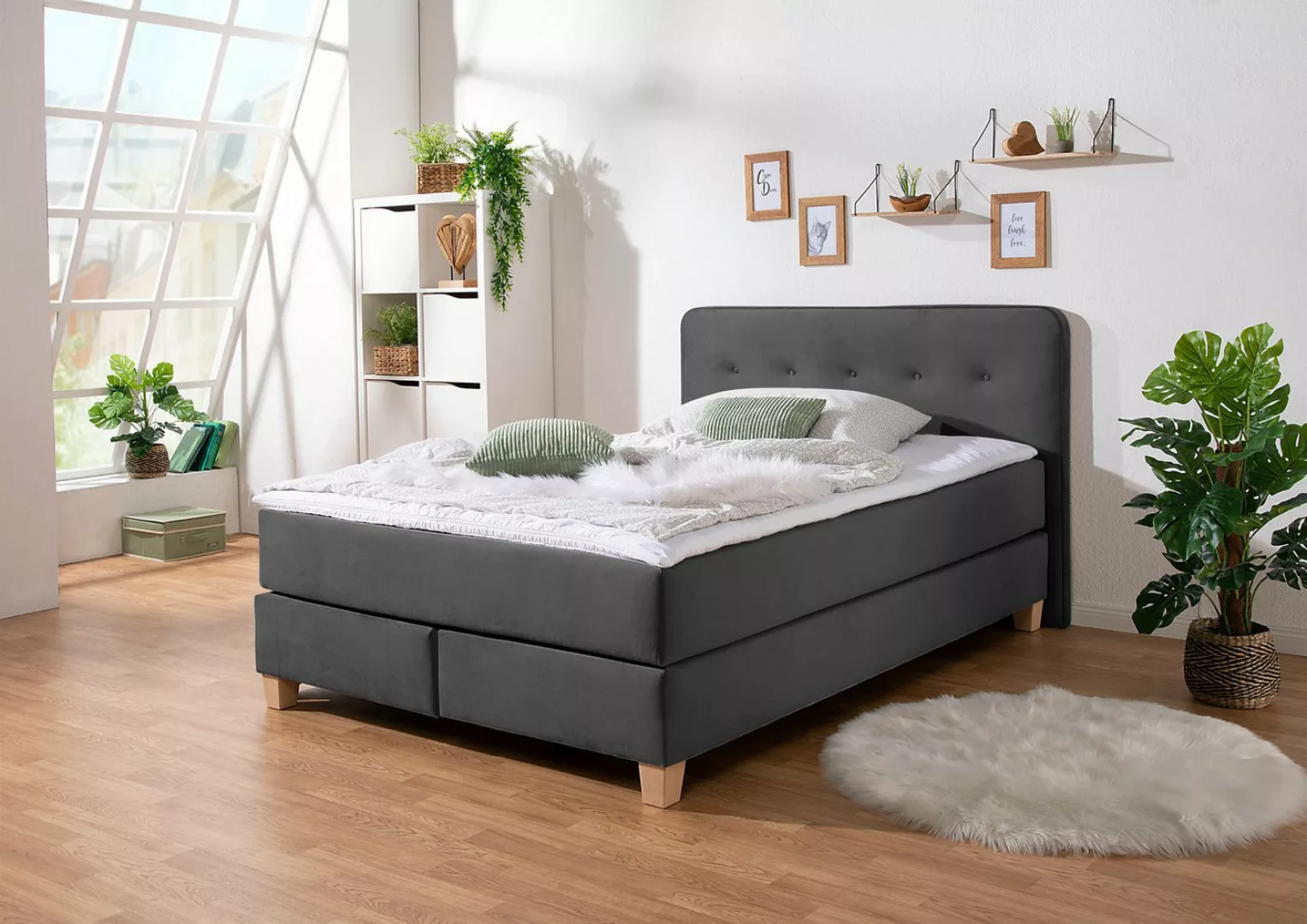 Home affaire Boxspringbett "Fargo", in Überlänge 220 cm, mit Topper, 3 Ausf günstig online kaufen