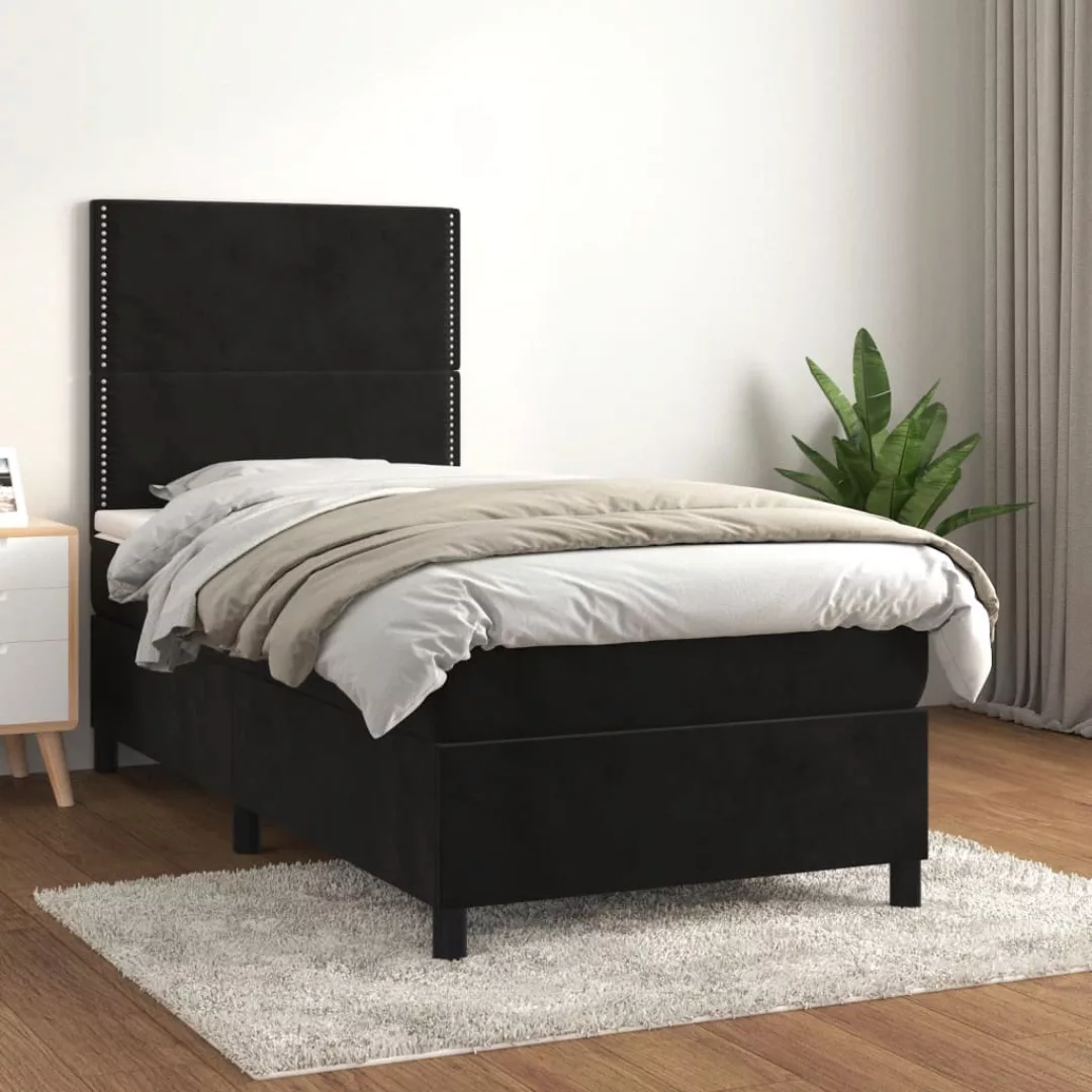 Vidaxl Boxspringbett Mit Matratze Schwarz 90x190 Cm Samt günstig online kaufen