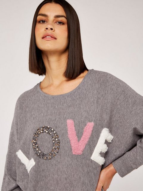 Apricot Strickpullover in unifarben, mit Love-Logo günstig online kaufen