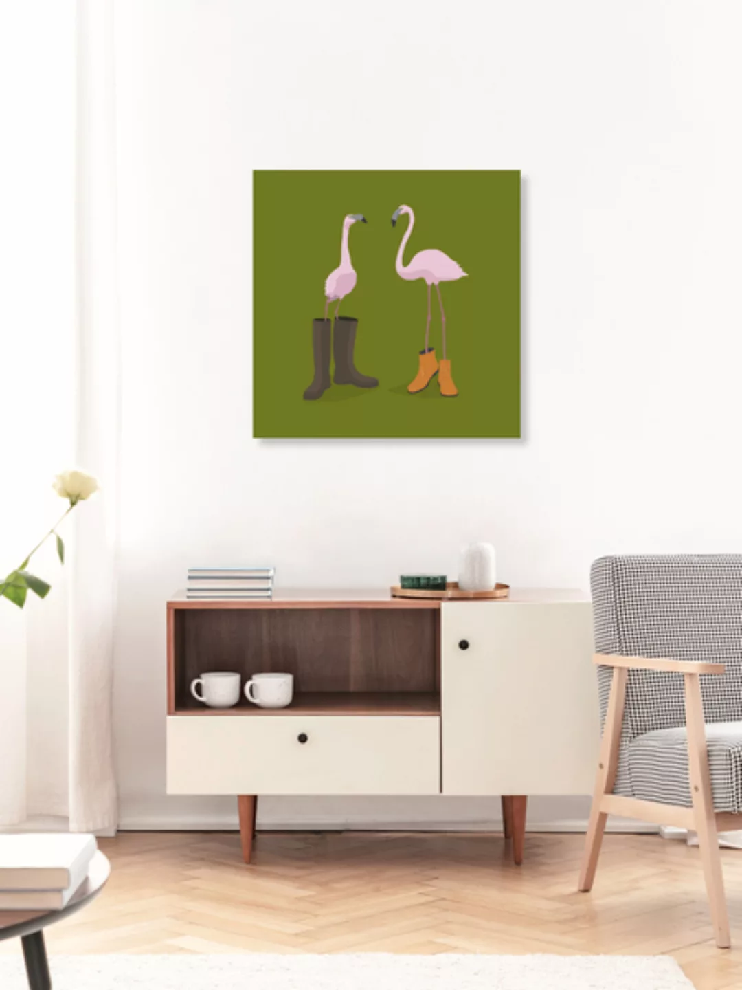 Poster / Leinwandbild - Fashion Flamingos günstig online kaufen