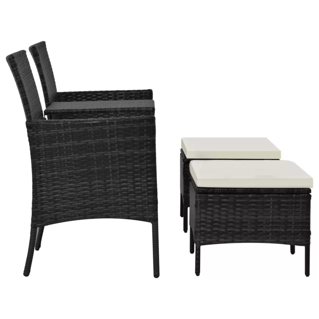 2-sitzer-gartensofa Mit Tisch & Hocker Poly Rattan Schwarz günstig online kaufen