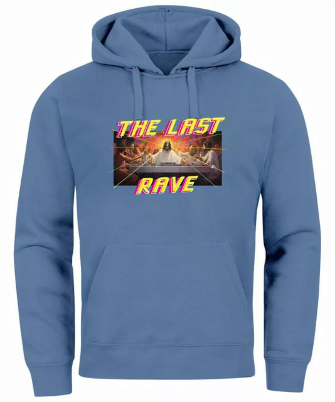 Neverless Hoodie Hoodie Herren Aufdruck Techno The Last Rave Parodie Das le günstig online kaufen