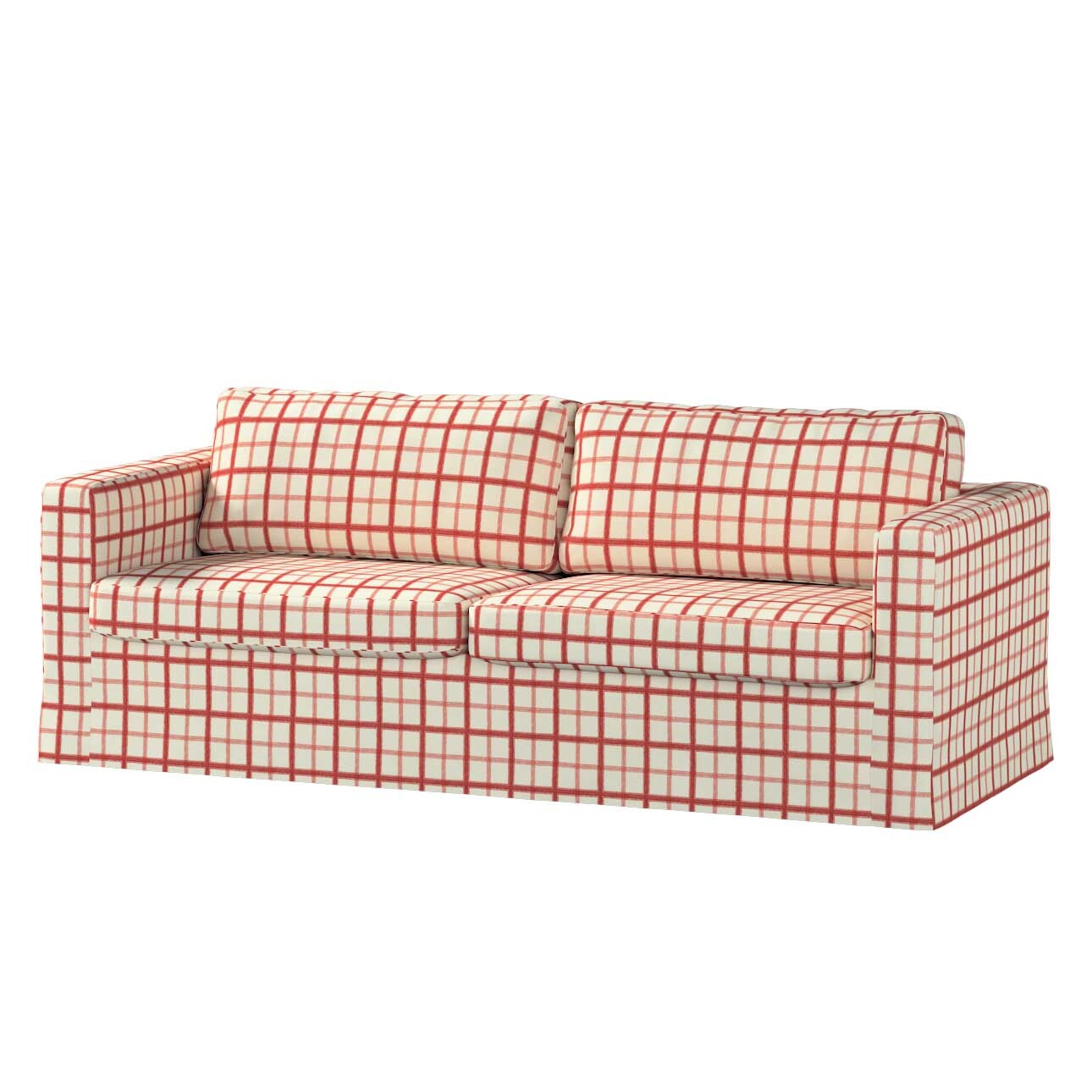 Bezug für Karlstad 3-Sitzer Sofa nicht ausklappbar, lang, rot-creme, Bezug günstig online kaufen