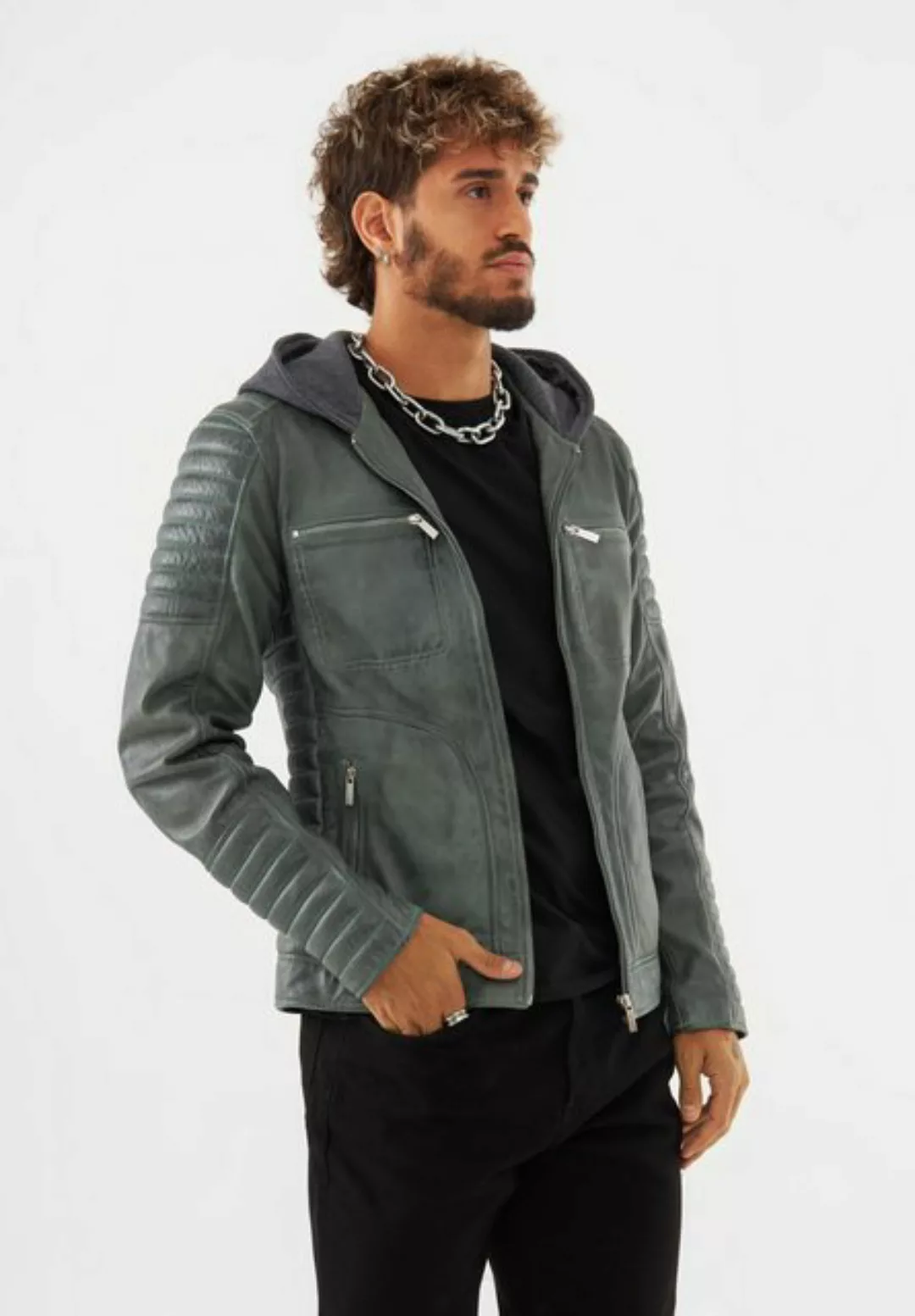 Bolongaro Trevor Lederjacke NATHAN HOODED Weiches Leder, gewalkte Oberfläch günstig online kaufen