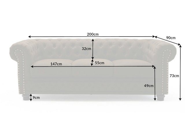 riess-ambiente 3-Sitzer CHESTERFIELD 200cm vintage braun, Einzelartikel 1 T günstig online kaufen