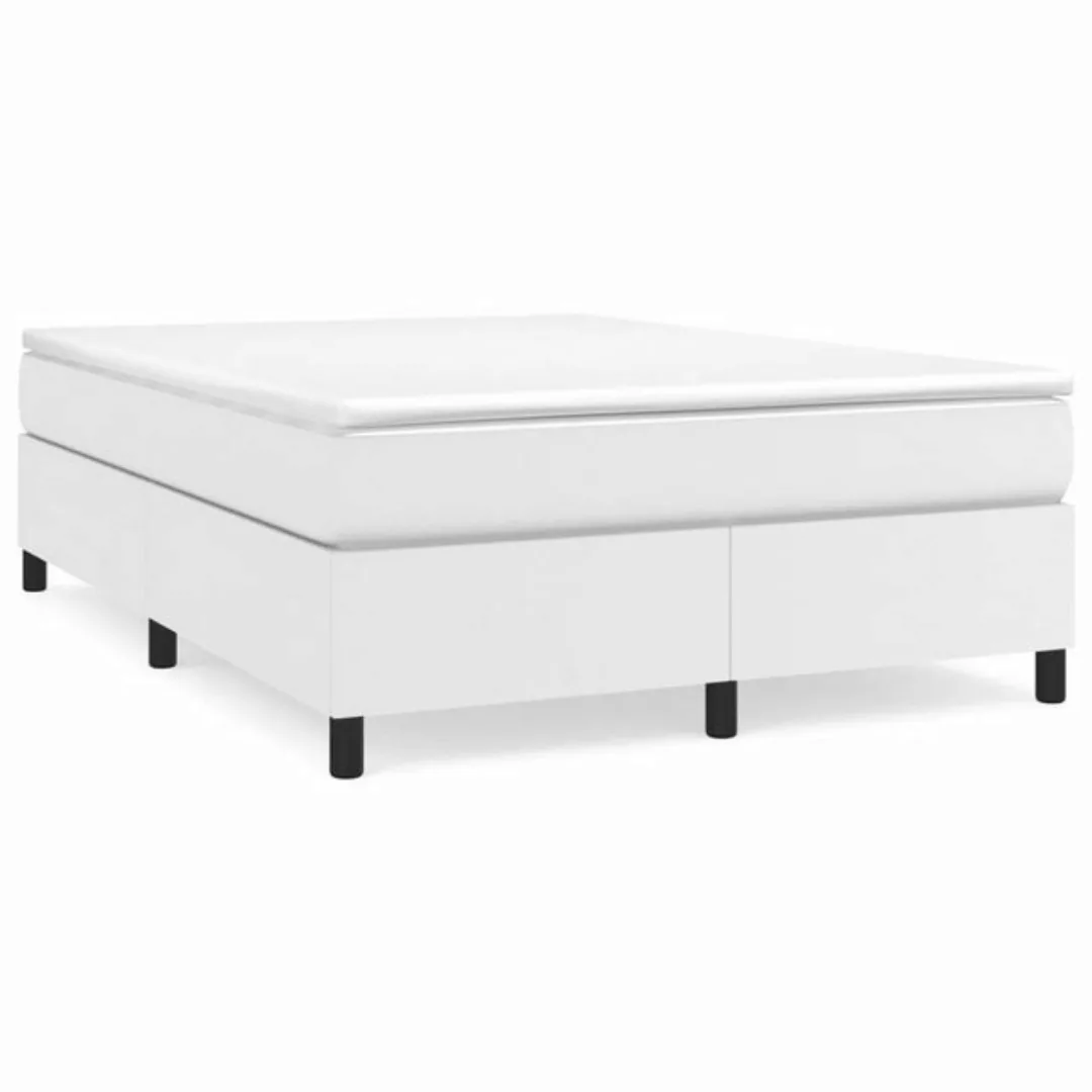 vidaXL Bettgestell Boxspringbett mit Matratze Weiß 140x200 cm Kunstleder Be günstig online kaufen