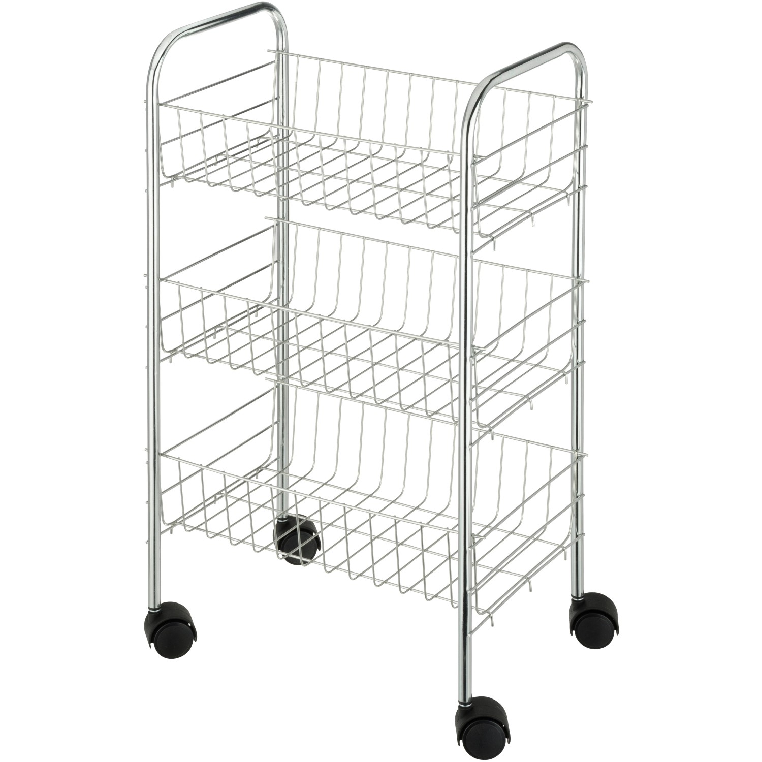 Wenko Rollwagen Florenz Silber mit 3 Ablagen 63 cm x 38 cm x 25 cm günstig online kaufen