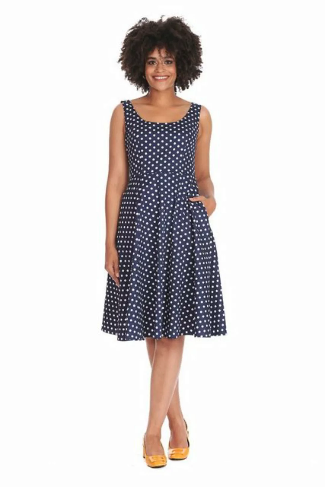 Banned A-Linien-Kleid Retro Swingkleid Dot Days Navy Blau Vintage Polka Dot günstig online kaufen