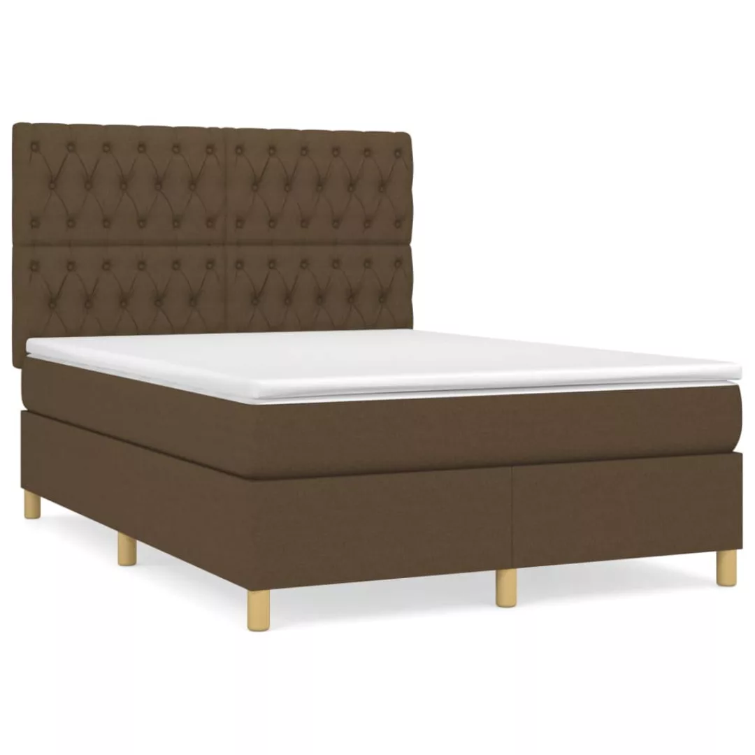 Vidaxl Boxspringbett Mit Matratze Dunkelbraun 140x200 Cm Stoff günstig online kaufen