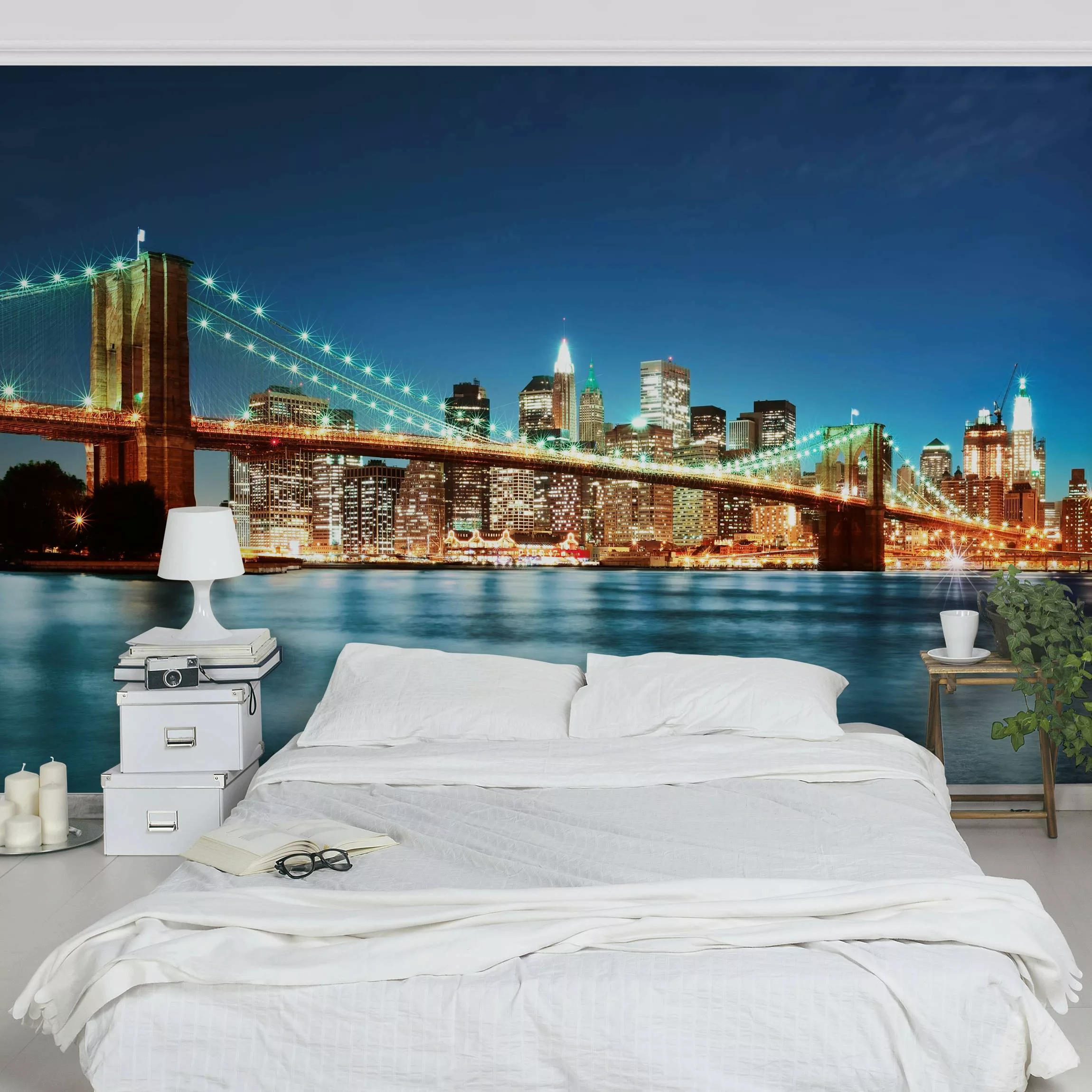 Fototapete Nighttime Manhattan Bridge günstig online kaufen