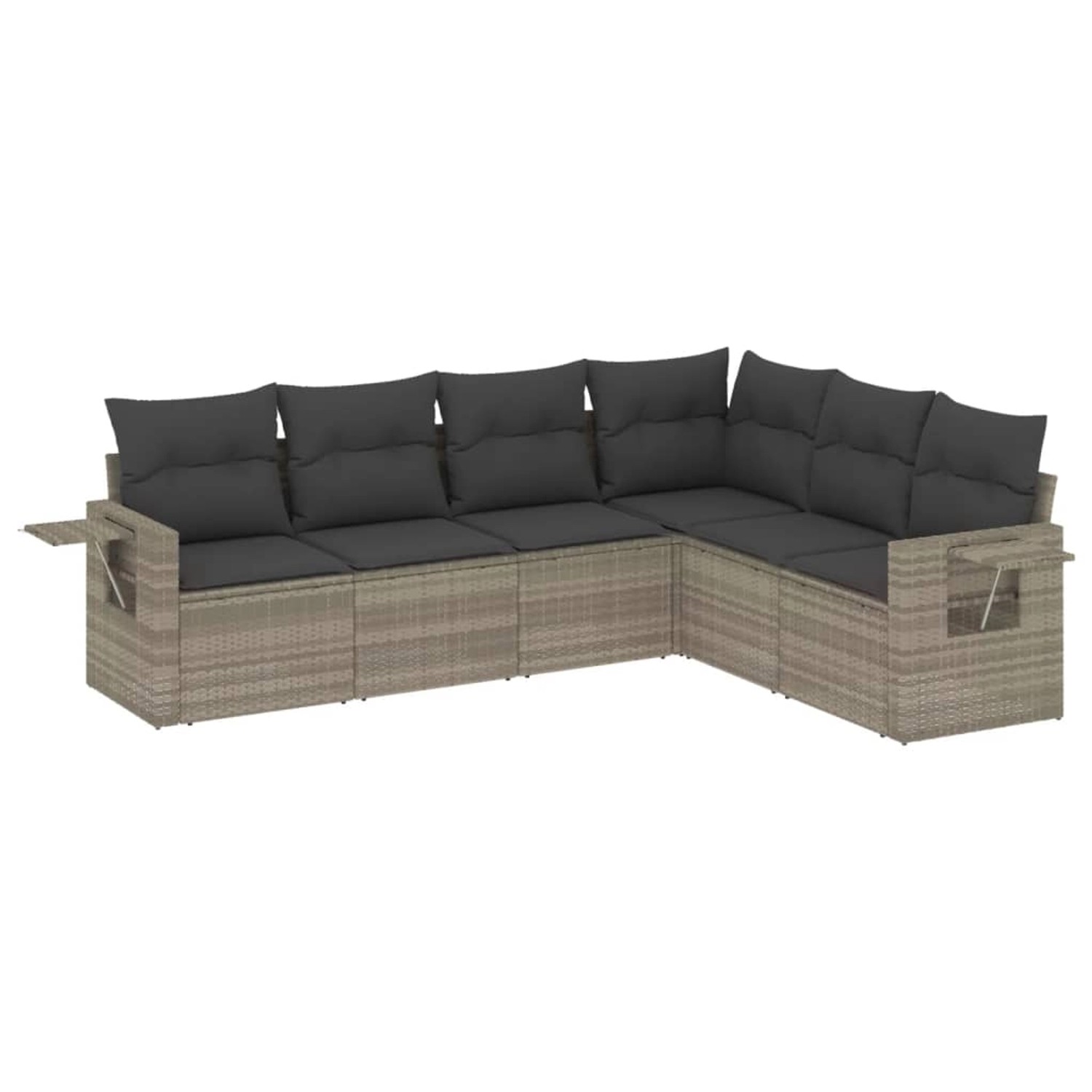 vidaXL 6-Tlg Garten-Sofagarnitur mit Kissen Hellgrau Poly Rattan 3252549 günstig online kaufen