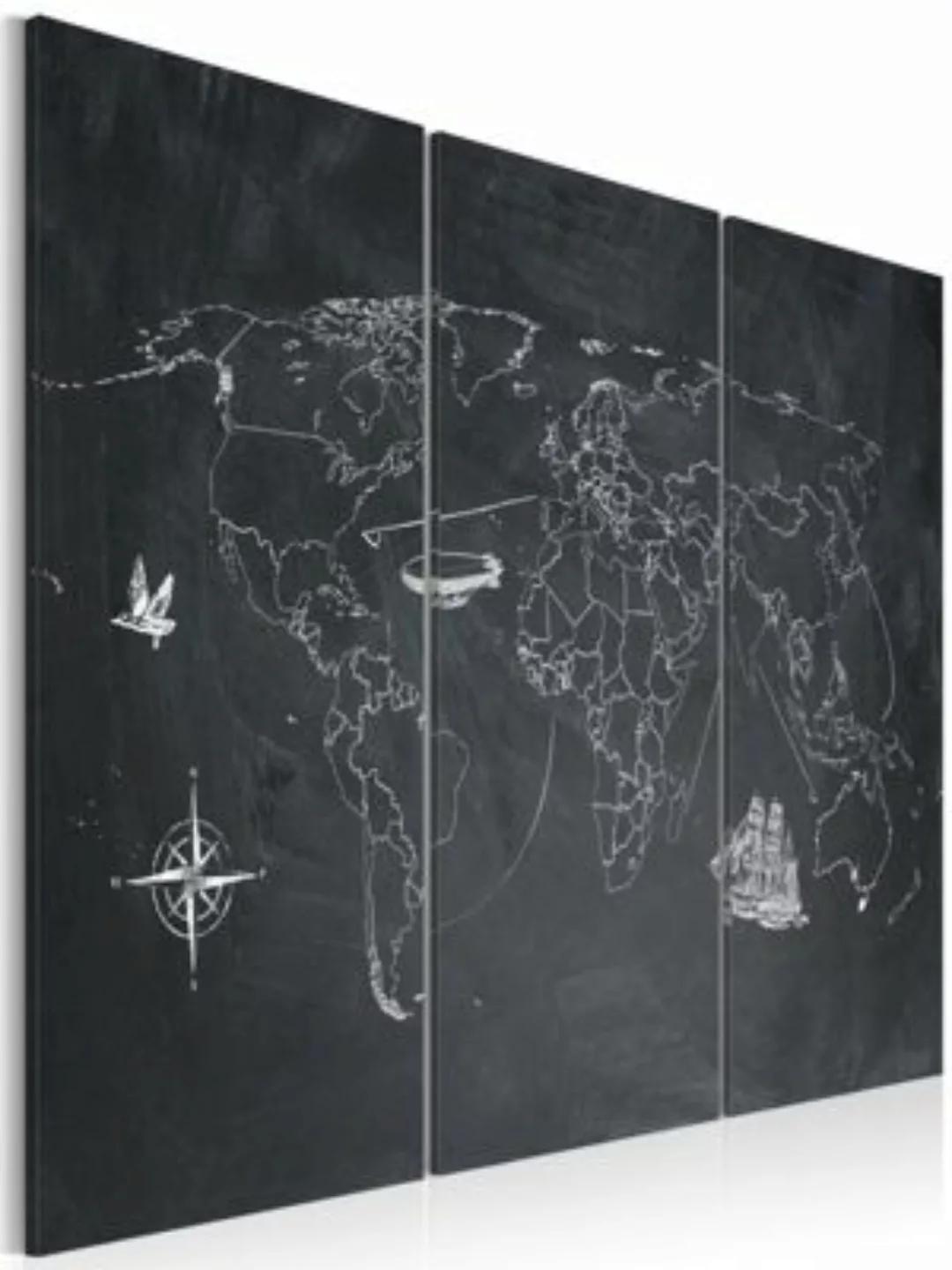 artgeist Wandbild Reise um die Welt - Triptychon weiß/grau Gr. 60 x 40 günstig online kaufen