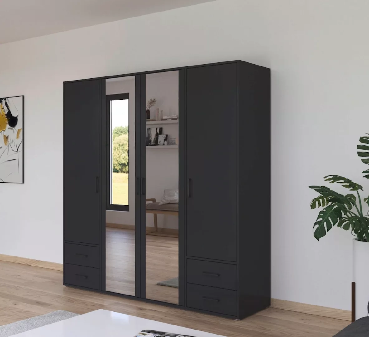 rauch Drehtürenschrank »Voyager«, mit modernen Griffen in Graumetallic, ink günstig online kaufen