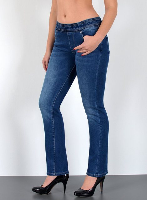 ESRA Straight-Jeans J500 High Waist Straight Fit Jeans mit elastischem Gumm günstig online kaufen