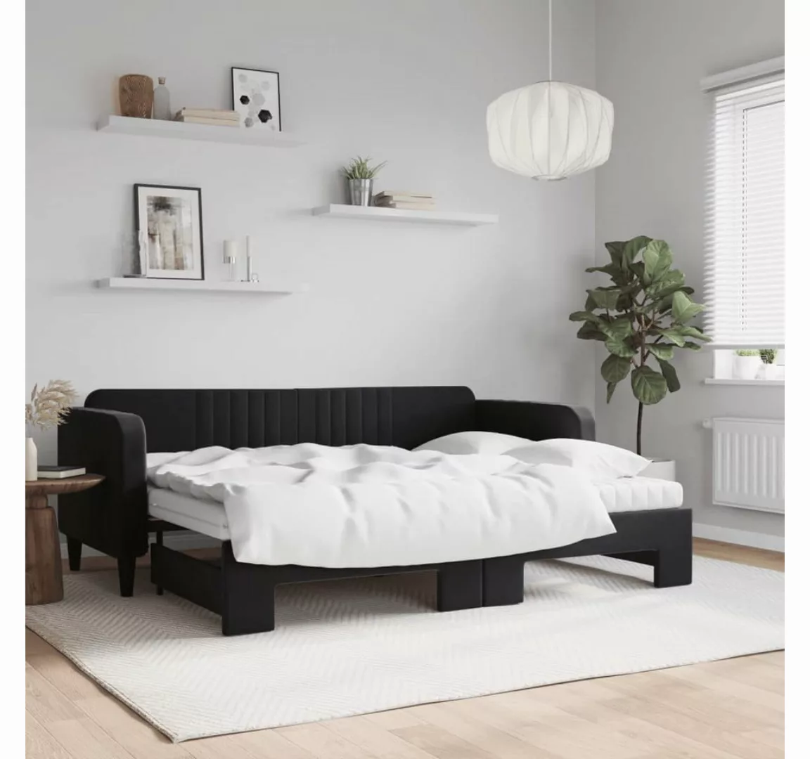 vidaXL Gästebett Gästebett Tagesbett Ausziehbar mit Matratzen Schwarz 80x20 günstig online kaufen