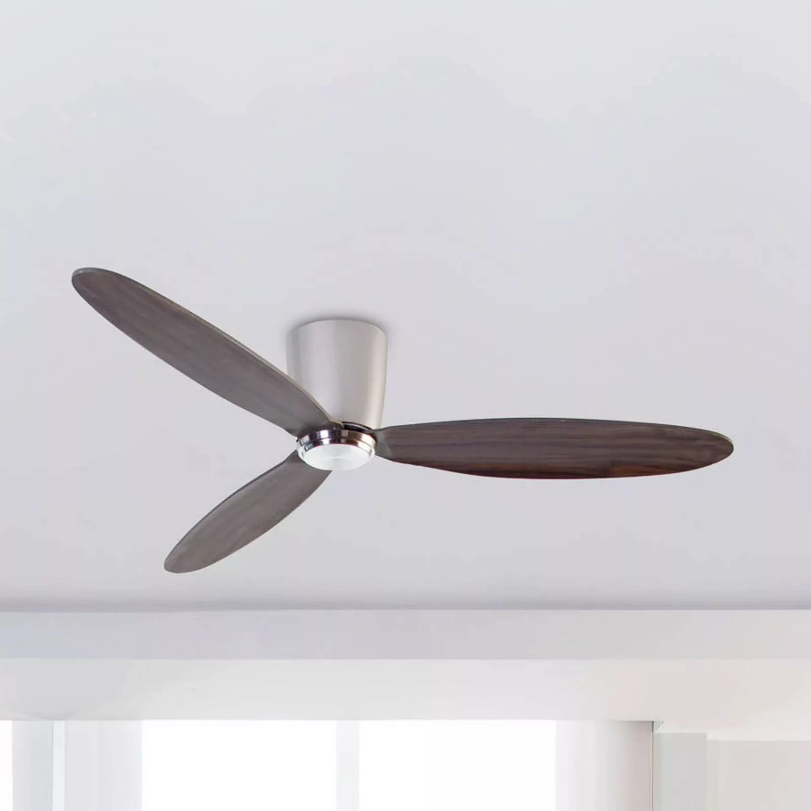 Deckenventilator Nias L DC nickel/Holz dunkel günstig online kaufen