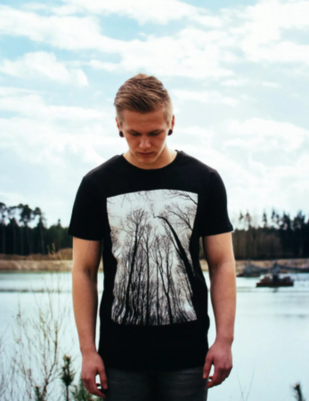 Forest Wald Herren T-shirt Aus Biobaumwolle Black günstig online kaufen