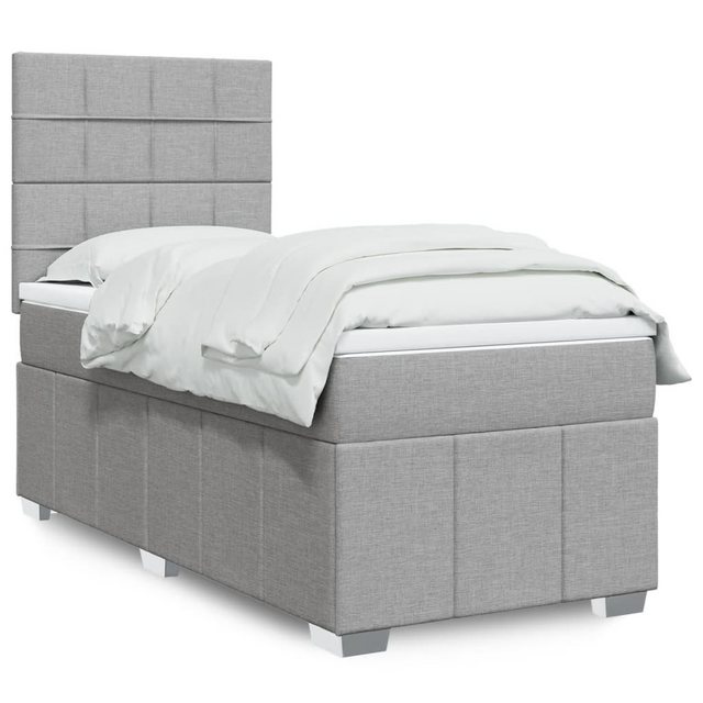 vidaXL Boxspringbett, Boxspringbett mit Matratze Hellgrau 90x190 cm Stoff günstig online kaufen